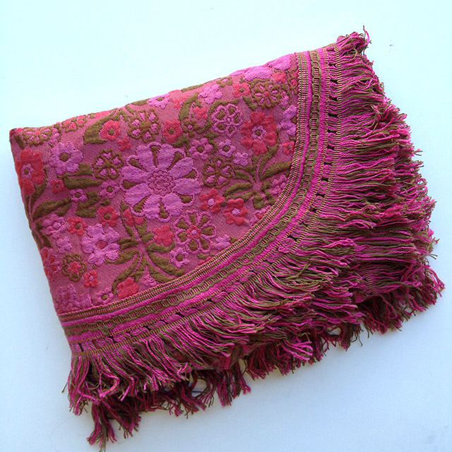 BLANKET, Bedspread - Hot Pink Tan Floral (Single)